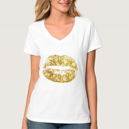 金ゴールドの唇 Tシャツ (正面)