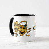 金ゴールドの喜劇および悲劇の劇場のマスク マグカップ (正面左)