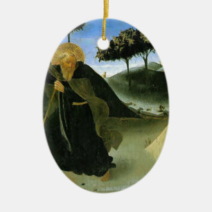 金ゴールドの固まりによって誘惑されるFra Angelico- St Anthony セラミックオーナメント