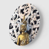 金ゴールドの地球の仏OMのオウムの信念のAjnaの黙想 ラージ壁時計 (傾斜)