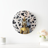 金ゴールドの地球の仏OMのオウムの信念のAjnaの黙想 ラージ壁時計 (ホーム)