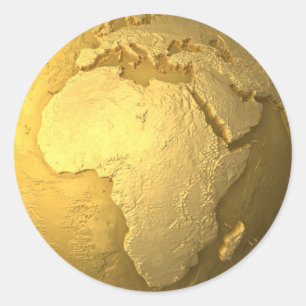 金ゴールドの地球-地球、アフリカ、3dに描写します金属をかぶせて下さい ラウンドシール