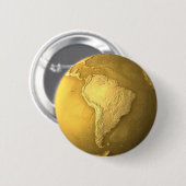 金ゴールドの地球-金属の地球。 南アメリカ、3dは描写します 缶バッジ (正面&裏面)