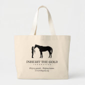 金ゴールドの基礎ロゴのトートを受継いで下さい ラージトートバッグ (正面)