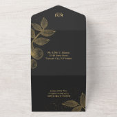 金ゴールドの塵結婚と輪郭の黒/金ゴールドID835 オールインワン招待状 (外側)