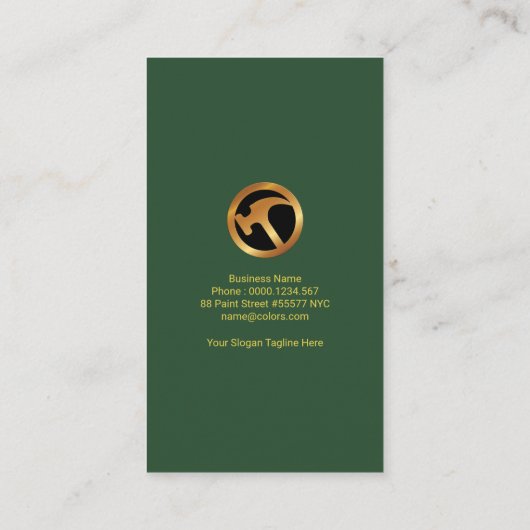 金ゴールドの壁のペンキのシンプルで黒いレンガ壁の便利屋 名刺 (裏面)