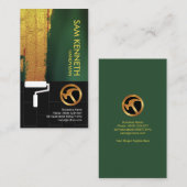 金ゴールドの壁のペンキのシンプルで黒いレンガ壁の便利屋 名刺 (正面/裏面)