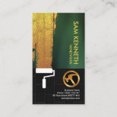 金ゴールドの壁のペンキのシンプルで黒いレンガ壁の便利屋 名刺 (正面)