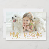 金ゴールドの多くの恵みクリスマスホリデーフォトカード シーズンカード (正面)