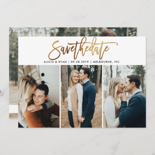 金ゴールドの多数の写真は日付を救います セーブザデート (正面/裏面)