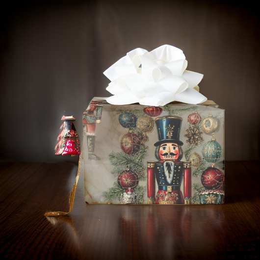 金ゴールドの夢のようなナツクラッカークリスマスフェスティバル ラッピングペーパー