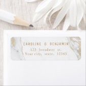 金ゴールドの大理石の贅沢でモダンな結婚式の差出人住所 ラベル (インサイチュ)