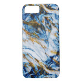 金ゴールドの大理石のBlingyのガーリーでエレガントで青い上品 Case-Mate iPhoneケース (裏面)