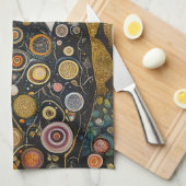 金ゴールドの天体 キッチンタオル (四つ折り)