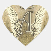 金ゴールドの天使によってはハートの手紙Aが飛びます ハートシール (正面)
