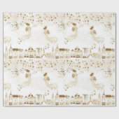 金ゴールドの天使の村のスターダストのギフトの包装紙 ラッピングペーパー (フラット)