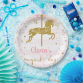 金ゴールドの女の子の誕生日カスタマイズ紙プレート。 ペーパープレート (パーティー)