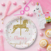 金ゴールドの女の子の誕生日カスタマイズ紙プレート。 ペーパープレート (パーティー)