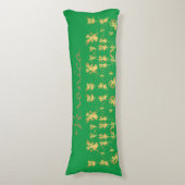 金ゴールドの妖精とピクシーの塵の緑のモノグラム | ボディピロー (正面縦)