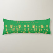 金ゴールドの妖精とピクシーの塵の緑のモノグラム | ボディピロー (正面)