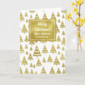 金ゴールドの娘モダンと息子の義理メリークリスマス カード (黄色い花)