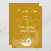 金ゴールドの孔雀の保存日付 セーブザデート (正面/裏面)