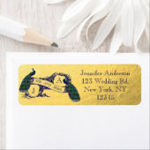 金ゴールドの孔雀の結婚式 ラベル (インサイチュ)