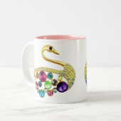 金ゴールドの孔雀及び宝石のマグ ツートーンマグカップ (正面左)