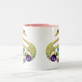 金ゴールドの孔雀及び宝石のマグ ツートーンマグカップ (中央)