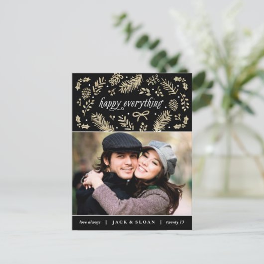 金ゴールドの季節的な詳細の休日の郵便はがき シーズンポストカード (スタンド正面)