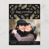 金ゴールドの季節的な詳細の休日の郵便はがき シーズンポストカード (正面)