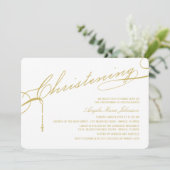 金ゴールドの宗教原稿がある《キリスト教》洗礼式や命名式の十字の写真 招待状 (スタンド正面)