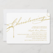 金ゴールドの宗教原稿がある《キリスト教》洗礼式や命名式の十字の写真 招待状 (正面)