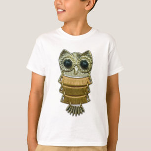 金ゴールドの宝石のフクロウ Tシャツ