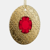 金ゴールドの宝石フェイク付きダマスク セラミックオーナメント (右)