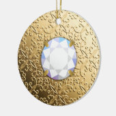 金ゴールドの宝石フェイク付きダマスク セラミックオーナメント (左)