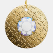 金ゴールドの宝石フェイク付きダマスク セラミックオーナメント (裏面)