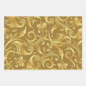 金ゴールドの宝石包み紙フラットシートセット3 ラッピングペーパーシート (正面3)