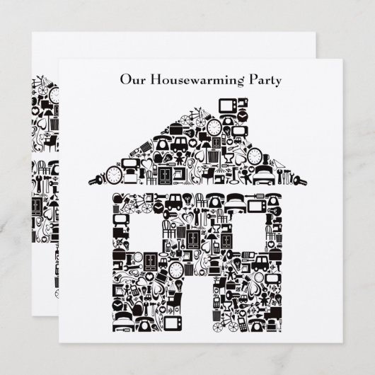 金ゴールドの家の家の引っ越し祝いパーティーのパーティの招待状 招待状 (正面/裏面)