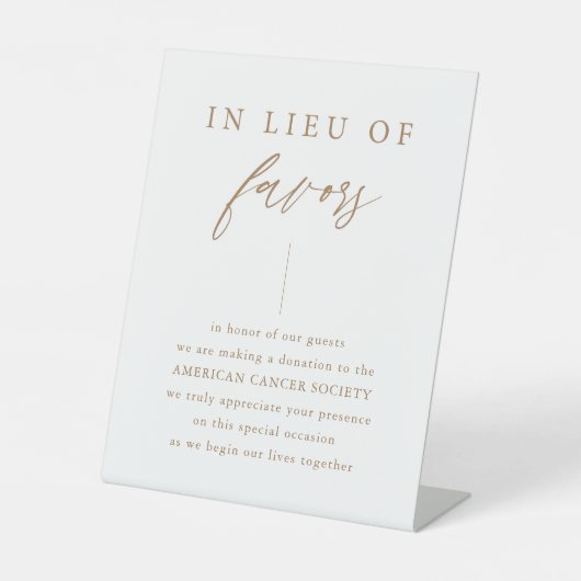 金ゴールドの寄付表結婚示に代えて 台座サイン (正面)