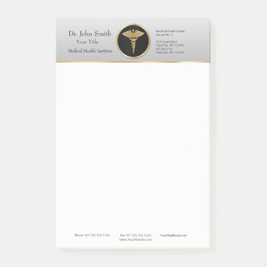 金ゴールドの専門の医学のケリュケイオンの後it®ノート ポストイット (正面)