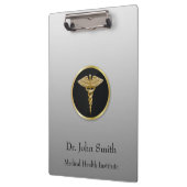 金ゴールドの専門の医学のケリュケイオン-クリップボード クリップボード (左)