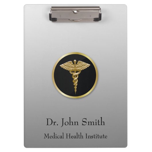 金ゴールドの専門の医学のケリュケイオン-クリップボード クリップボード (正面)