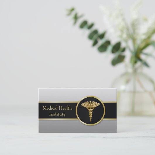 金ゴールドの専門の医学のケリュケイオン-名刺 名刺 (スタンド正面)