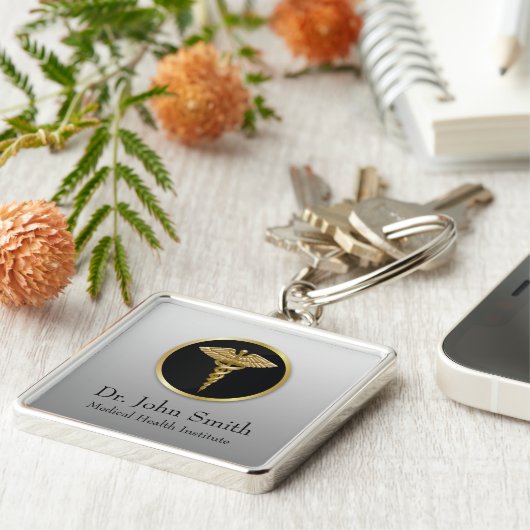 金ゴールドの専門の医学のケリュケイオン- Keychain キーホルダー (側面)