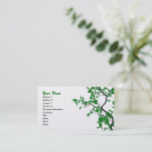 金ゴールドの専門の名刺の緑の葉 名刺 (スタンド正面)