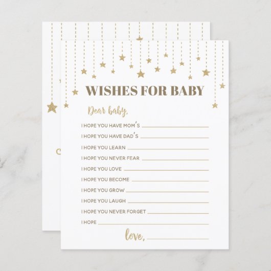 金ゴールドの小さな星のシャワーがベビーを願う (正面/裏面)