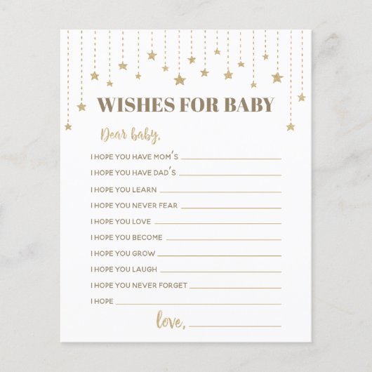 金ゴールドの小さな星のシャワーがベビーを願う (正面)