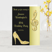 金ゴールドの小剣及び三重の裂け目の誕生日は感謝していしています カード (黄色い花)