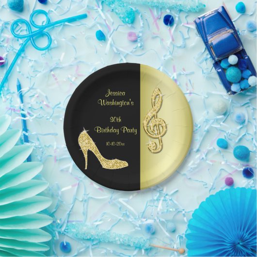 金ゴールドの小剣及び三重の裂け目の誕生日 ペーパープレート (パーティー)